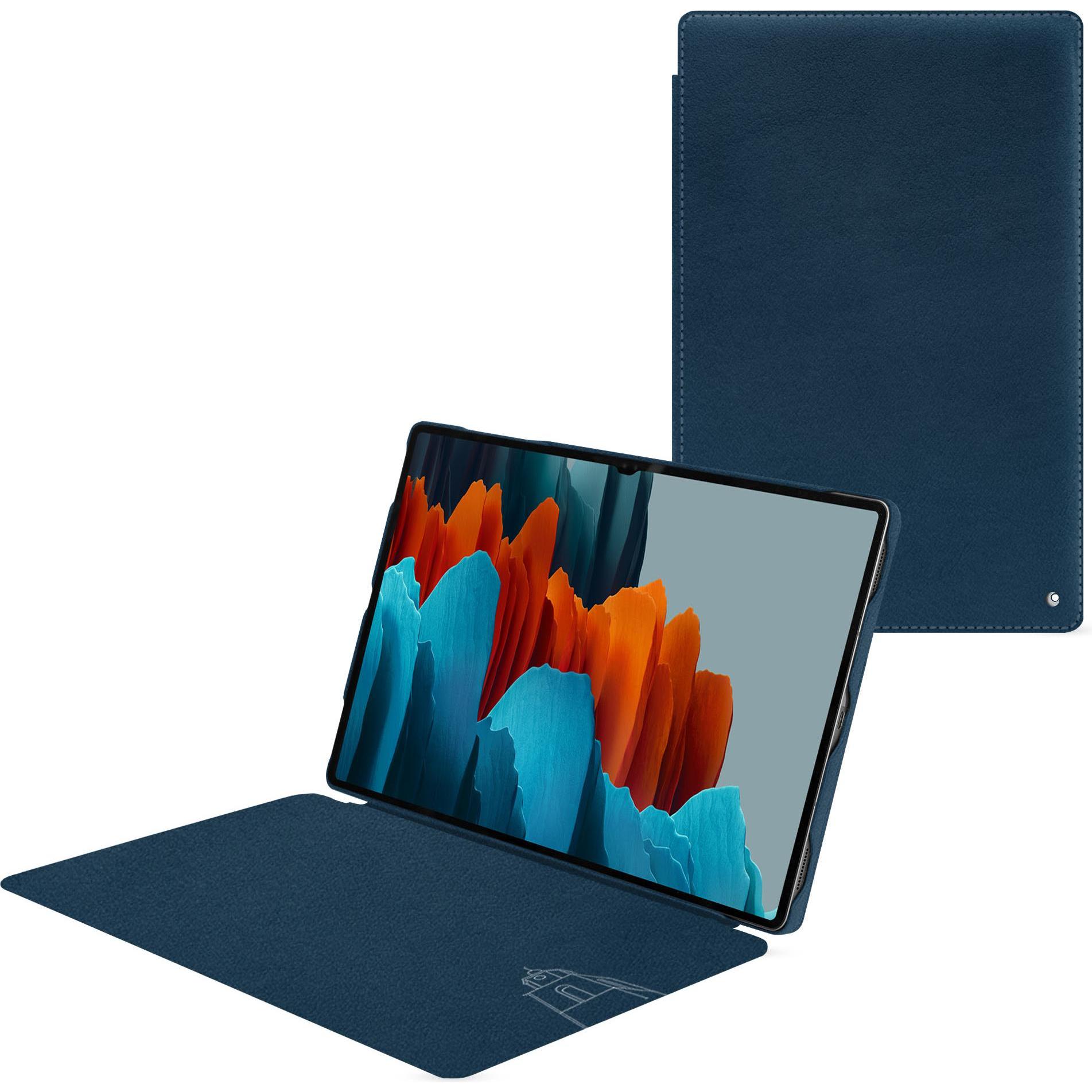 Noreve Lederschutzhülle horizontal (Galaxy Tab S9 Ultra), Tablet Hülle, Blau