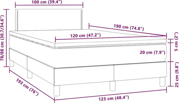 Actual product image vidaXL Boxspringbett (120 x 190 cm)