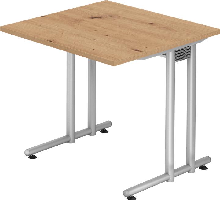 Produktbild Hammerbacher Schreibtisch C-Fuss 80x80cm Asteiche/Silber (80 x 80 cm)