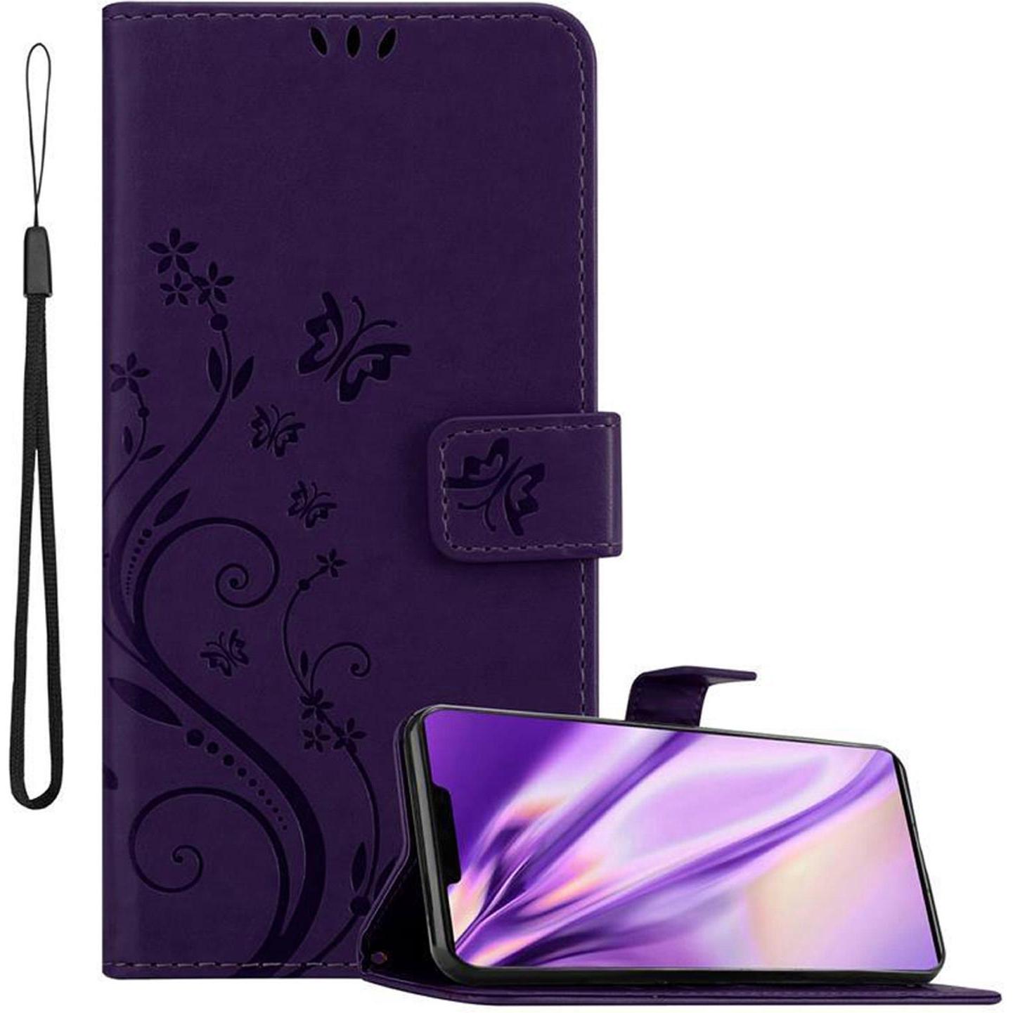 Cadorabo Flower Book Cover (Huawei Mate 30 Pro), Smartphone Hülle, Violett