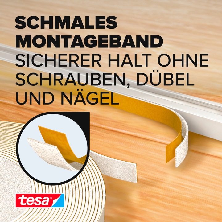 Actual product image tesa Powerbond SCHMAL double-sided mounting tape, 2 rolls (9 mm)