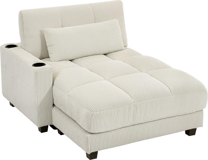 Produktbild Homcom Schlafsofa Polyester, Mehrschichtenplatte Cremeweiss (Recamiere)