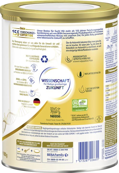 Actual product image Beba Supreme 1 Plv (800 g, from birth)