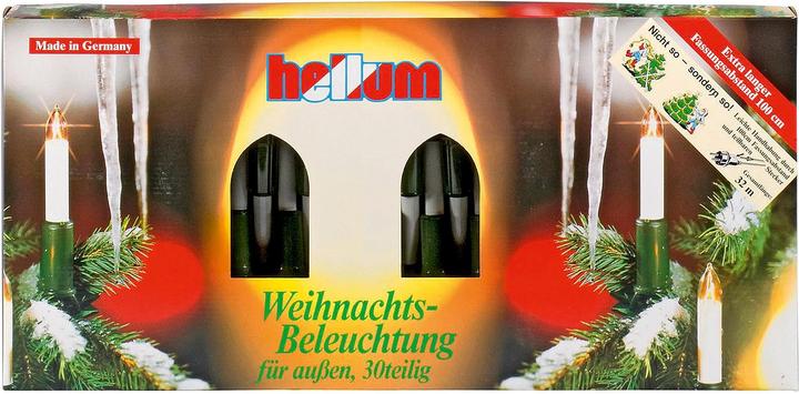 Image du produit Hellum Guirlande lumineuse bougie à tige 30 bougies claires pour l'extérieur tige/câble vert 32m ivoire (32 m)