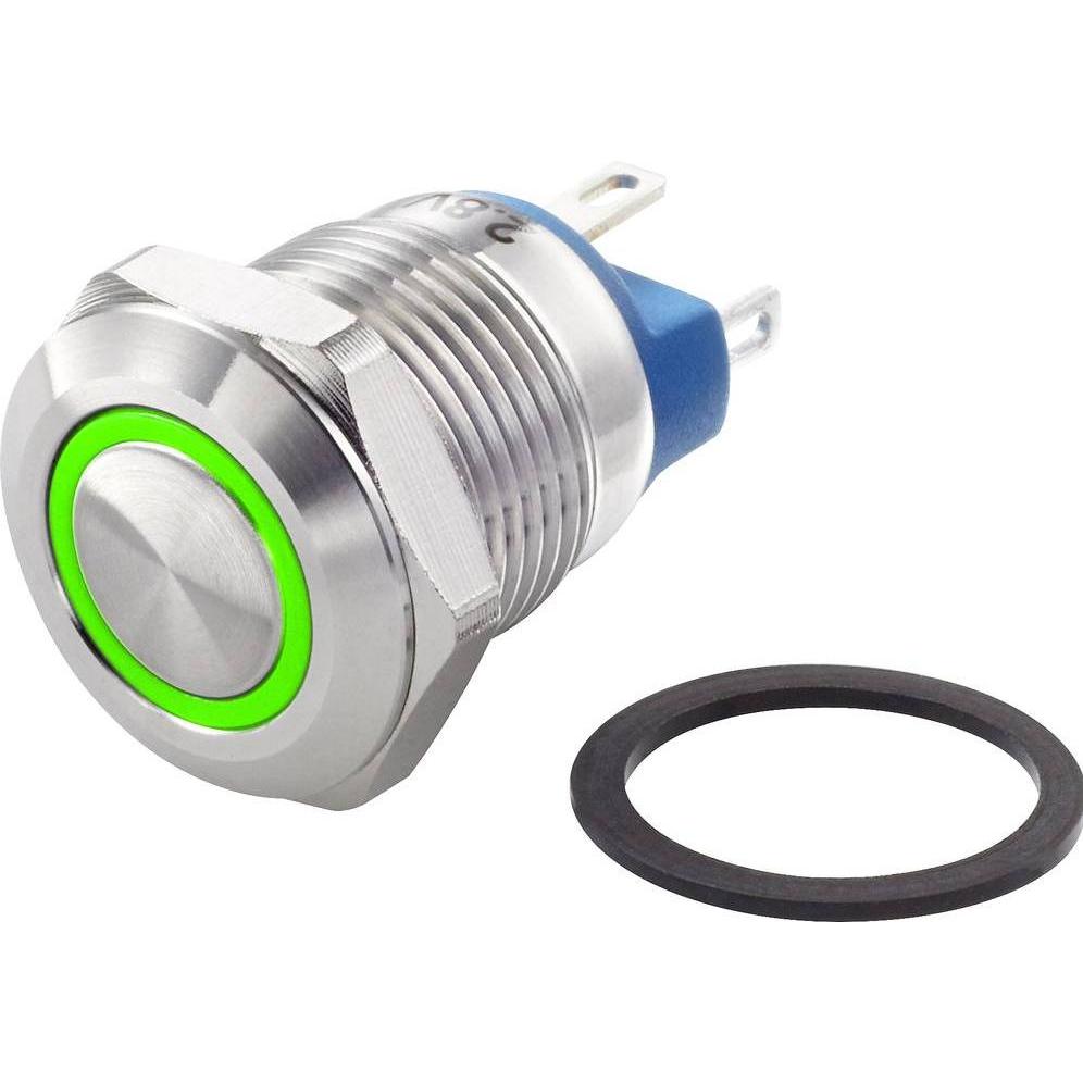 Tru Components TC-7494656 TC-GQ12-AF-10E/J/G/12V/S Vandalismusgeschützter Drucks, Taster + Schalter, Silber