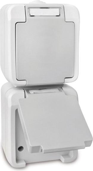 Actual product image Peranova 102437 Damp-proof switch range Double socket outlet Pera Light grey, Dun