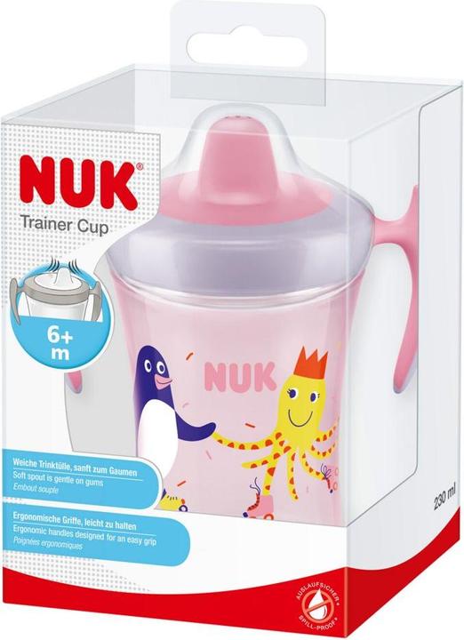Actual product image NUK Trainer Cup 230ml, soft drinking spout, leak-proof, from 6 months, BPA free, pink