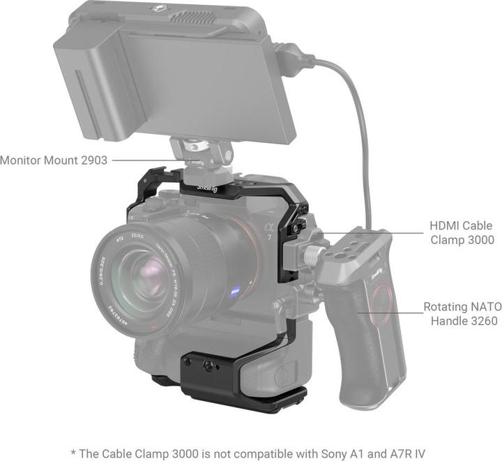 Produktbild SmallRig 3594 Cage fÃ¼r Sony Alpha 7S III/Alpha 7 IV/Alpha 7R IV/Alpha 1 mit VG C4EM Battery Grip (Cage, Griff)