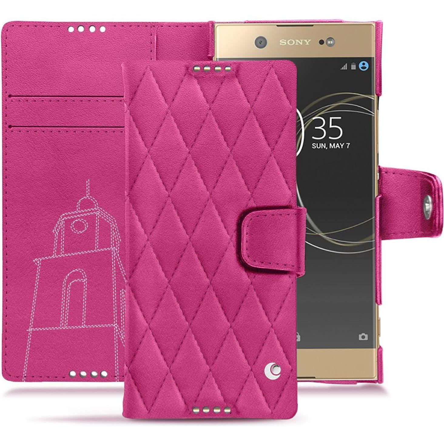 Noreve Lederschutzhülle Wallet (Sony Xperia XA1 Ultra), Smartphone Hülle, Rosa