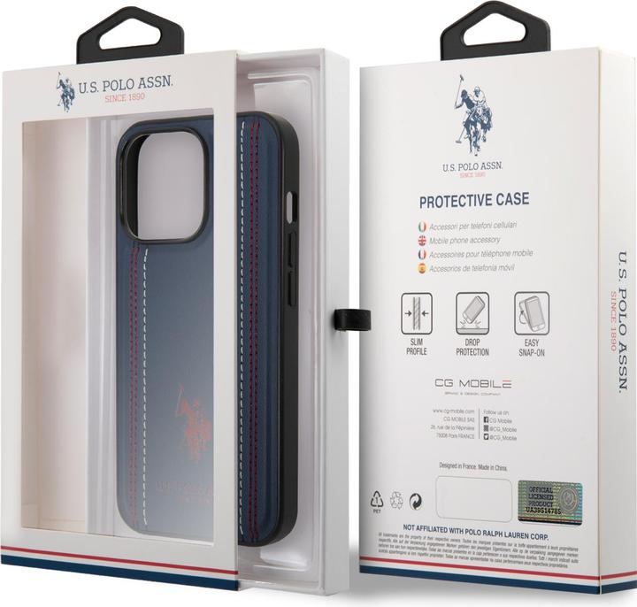 Produktbild U.S. Polo iPhone 14 Pro Max Leather Stitched Lines Case (Apple iPhone 14 Pro Max)