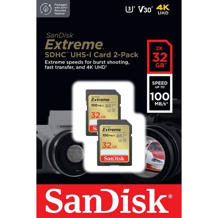 Productafbeelding SanDisk Extreme SDHC /s UHS-I (32 GB, SDHC, U3, UHS-I)