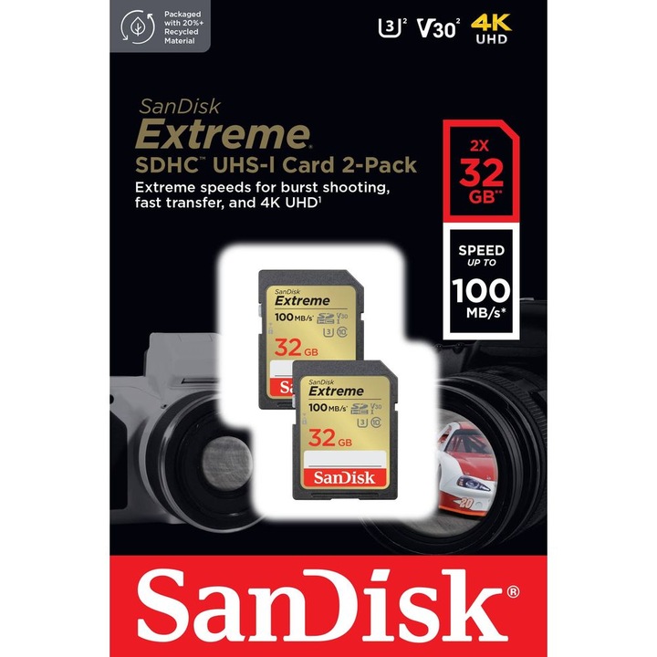 Image du produit SanDisk Extreme (32 Go, SDHC, U3, UHS-I)