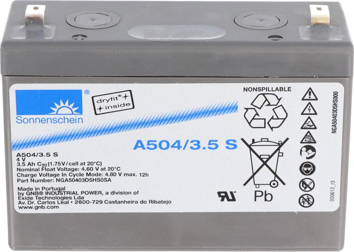 Actual product image Tadiran Sonnenschein Dryfit A504/3.5 S PB lead battery connection 4.8mm (4 V, 3.50 Ah)