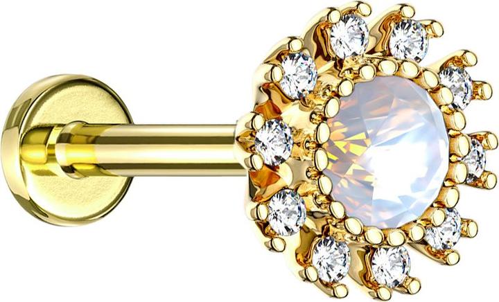 Image du produit Star Piercing Micro Labret femelle 14k doré double cristal argenté pavé (Titane, sans laiton)