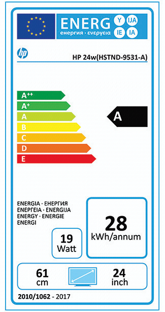 Energy Label HP 24w (1920 x 1080 pixels, 24")