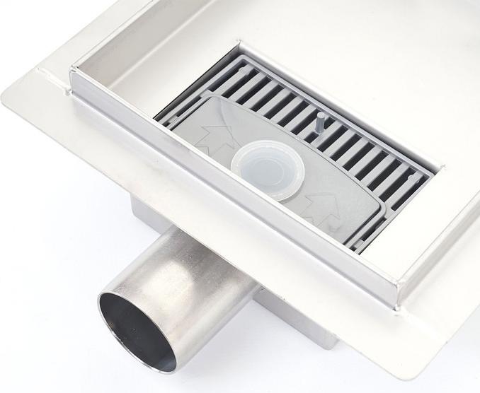 Produktbild Swisshandel24 Duschablauf 12x12cm Bodenablauf Abflussrinne Bad, Edelstahl Siphon gelocht - 51107