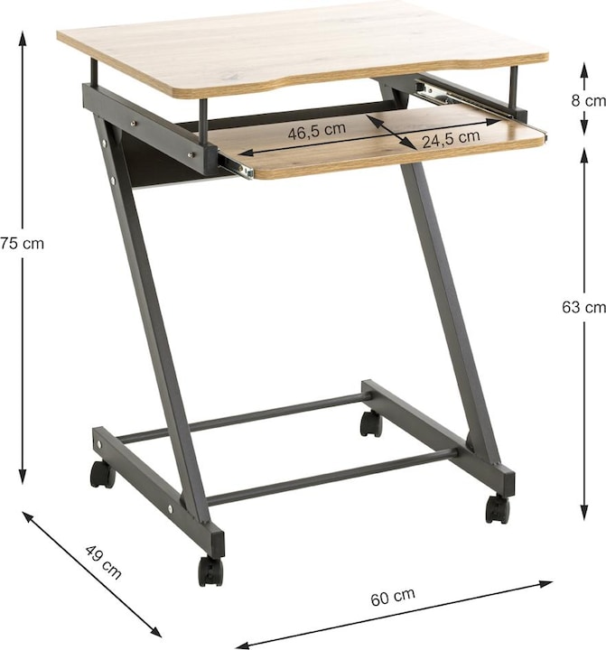 Produktbild HAKU Möbel Computertisch auf Rollen (60 x 49 x 75 cm)