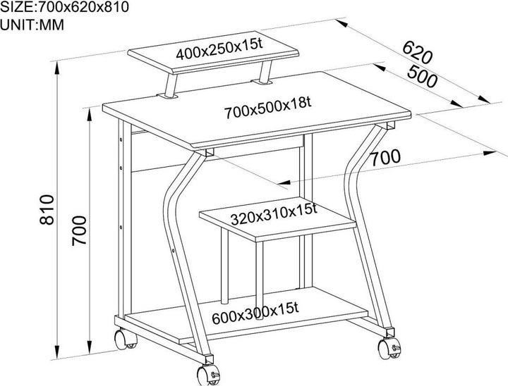 Immagine prodotto Techly Scrivania compatta per computer ICA-TB 218