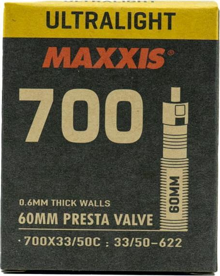 Actual product image Maxxis Ultralight tube 700 x 33/50 SV valve 60 mm (Presta (SV), 28", 60 mm)