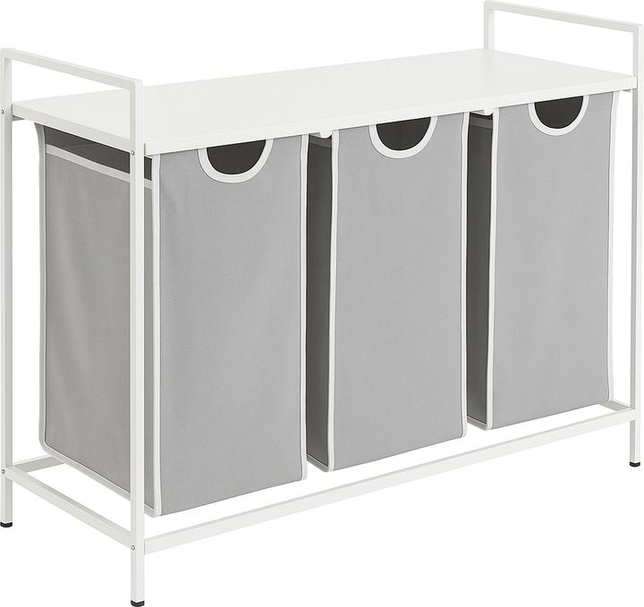 Relaxdays Wäschesammler 3 Fächer mit Ablage