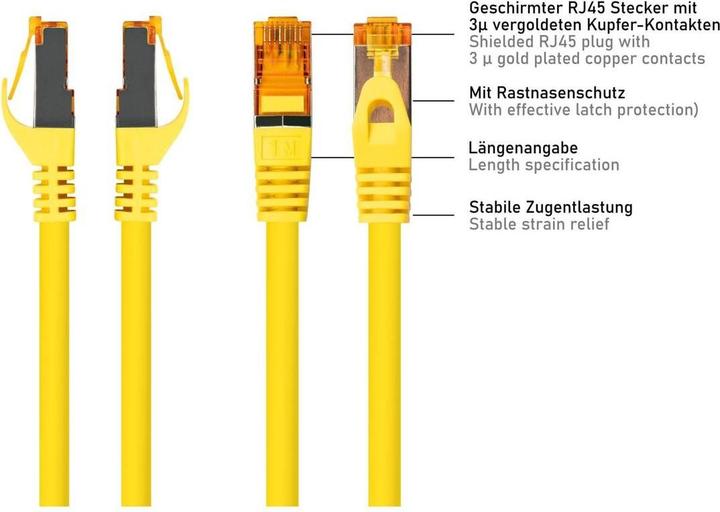 Produktbild Varia Cat. 7 RJ45 Patchkabel gelb 1,5m mit TPE Ummantelung (S/FTP, CAT7, 1.50 m)