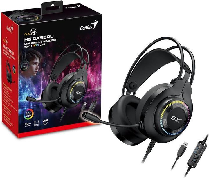Actual product image Genius HS-GX580U Gaming Headset Black (Cable)