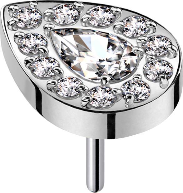 Actual product image Star Piercing Threadless silber Kristalltropfen silber umrandende Kristalle silber (without brass, Titanium)