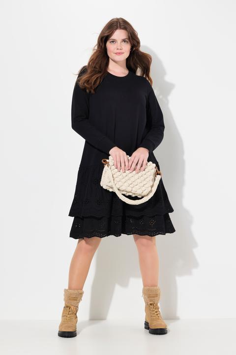 Produktbild Ulla Popken Sweatkleid, Spitze, Rundhals, Langarm (50, 52)