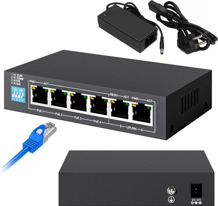 Productafbeelding Extralink EX.14831 netwerkschakelaar Unmanaged L2 Fast Ethernet (10/100) Power over Ethernet (PoE) (6 ports)