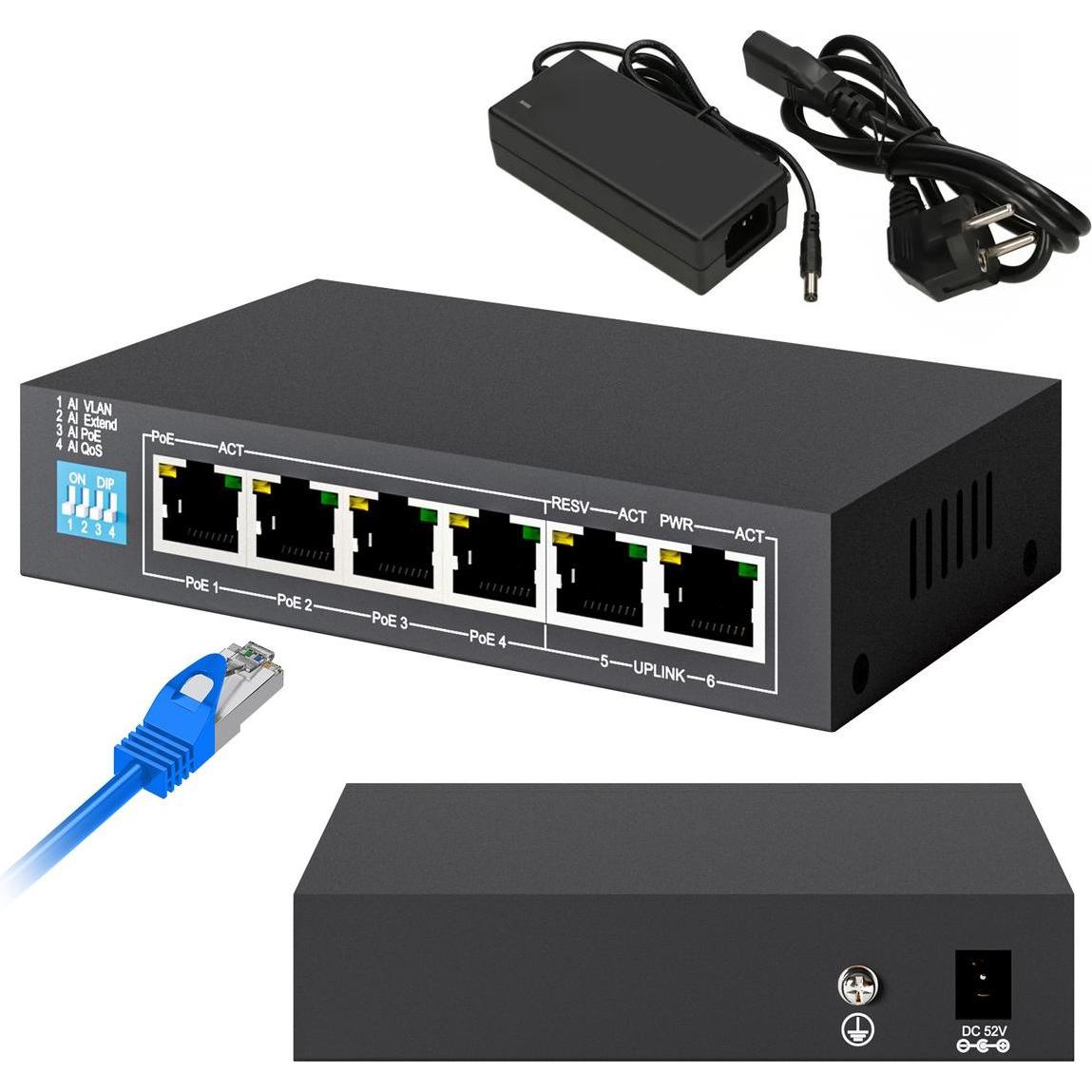 Thumbnail - Extralink EX.14305 Netzwerk-Switch Unmanaged L2 Gigabit Ethernet (10/100/1000) Power over Ethernet (PoE) (6 Ports), Netz...