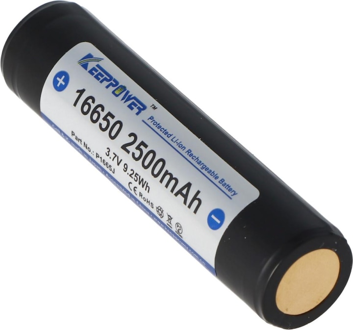 Produktbild Keeppower Akku 16650 bzw. 17650 geschützt Pluspol erhöht UR16650ZTA (1 Stk., 16650, 2500 mAh)