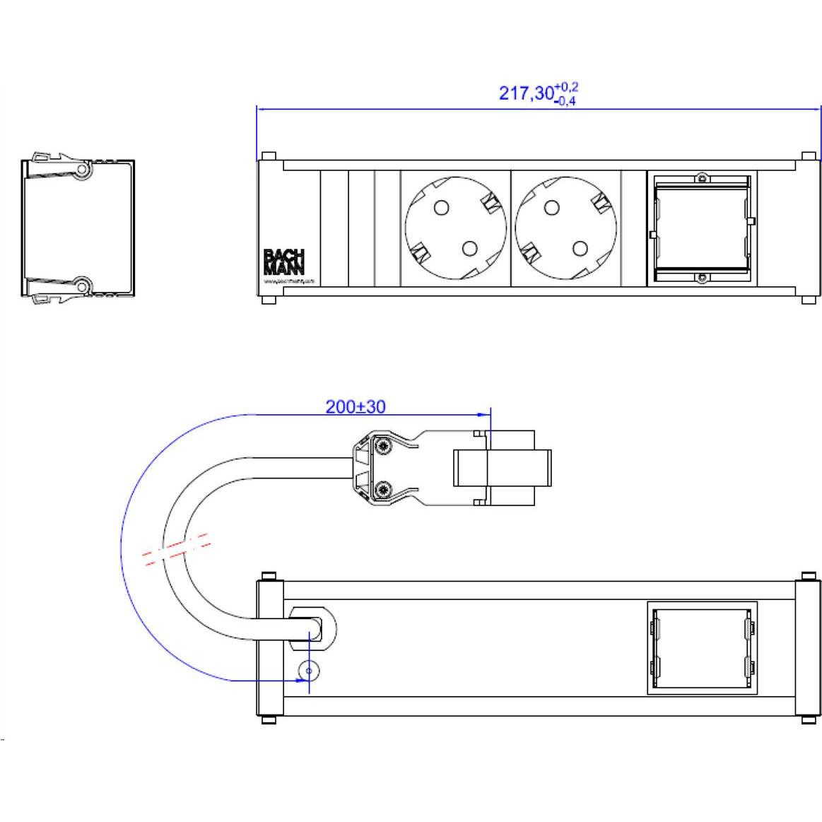 Thumbnail - Bachmann, Steckdosenleiste, 912.701 (2 x, CEE 7/3, 0.20 m)