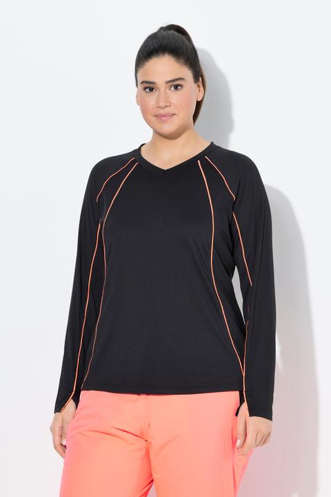 Immagine prodotto Ulla Popken Maglia funzionale dal taglio aderente con protezione UPF 50+, scollo a V e maniche lunghe (42, 44)