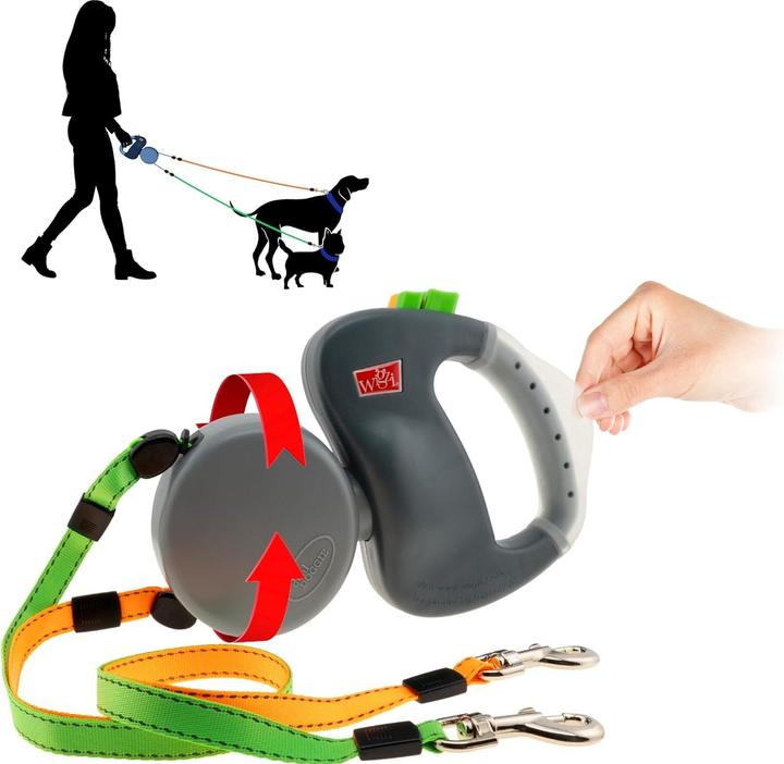 Immagine prodotto Wigzi Dual Doggie 3.0 - Rollleine für zwei Hunde (Cane, Sport cane)