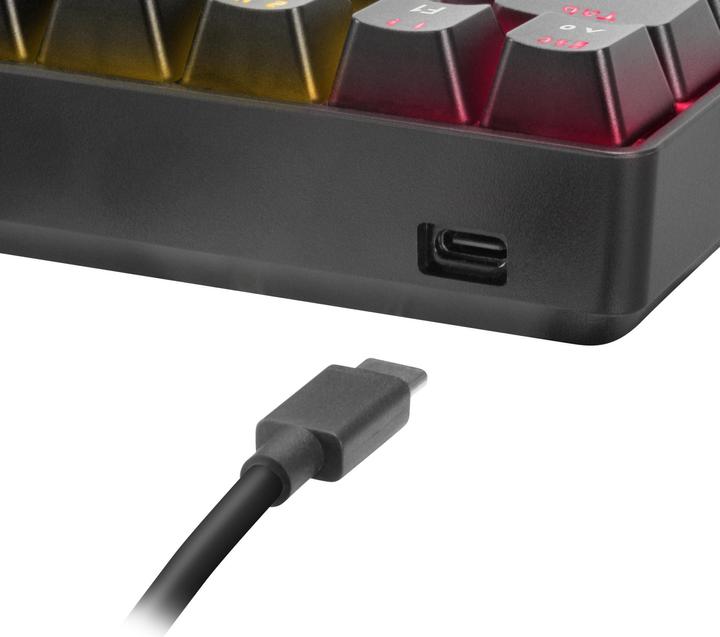 Produktbild Speedlink ATMOS RGB Rainbow Mechanical 60% Gaming Keyboard with brown switches, black - DE layout (DE, Kabelgebunden, Kabellos)