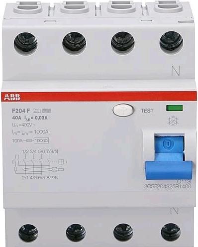 Image du produit ABB F204F-40/0,03 Interrupteur FI 4P, type F, 40A, 30mA