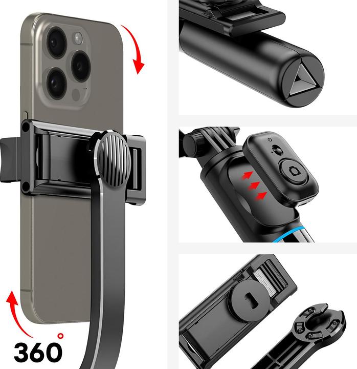 Actual product image xO selfie stick Bluetooth tripod SS13 black 106cm