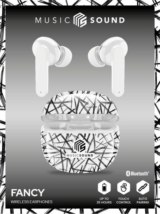 Produktbild Cellularline Music & Sound Bluetooth Earphones Fancy Lines White (5 h, Kabellos)