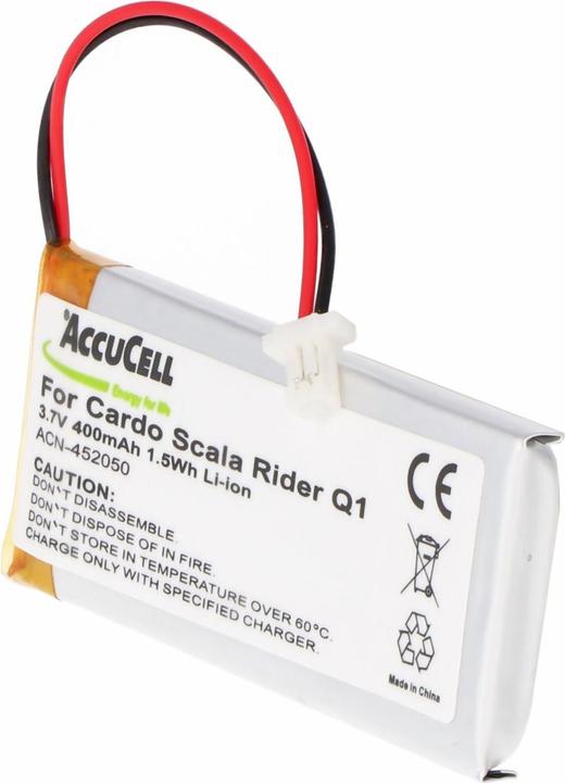 Image du produit Cardo Batterie Rider Q1, Scala Rider Q1, Q3, Scala Rider Q3, FM, Solo Batterie WW452050PL (1 pcs, Spécifique à l'appareil, 400 mAh)