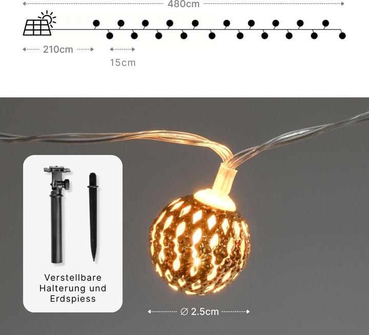Produktbild Hermex Marokkanische LED Solar Lichterkette 4.8m Orientalische Deko (4.80 m)