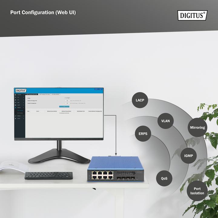 Produktbild Digitus 10 Zoll 8-Port Gigabit Ethernet Switch, L2+ Managed (8 Ports)