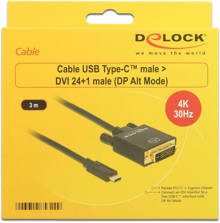 Produktbild Delock USB Typ C — DVI (3 m, DVI, USB Typ C)