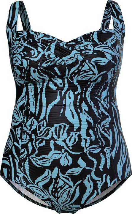 Actual product image Ulla Popken Iris Print Ruched One Piece Swimsuit (60)