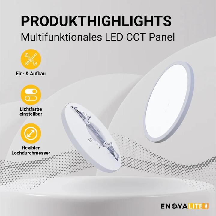 Productafbeelding Enovalite LED paneel, EEK: F, 12W, 1190lm, CCT, ø170 (1190 lm)