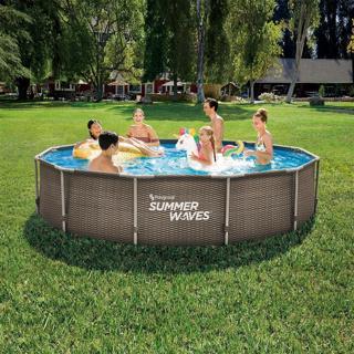 Productafbeelding Summer Waves Zwembad Actieframe Donker Dubbel Rotan 366X76Cm (366 x 76 cm)