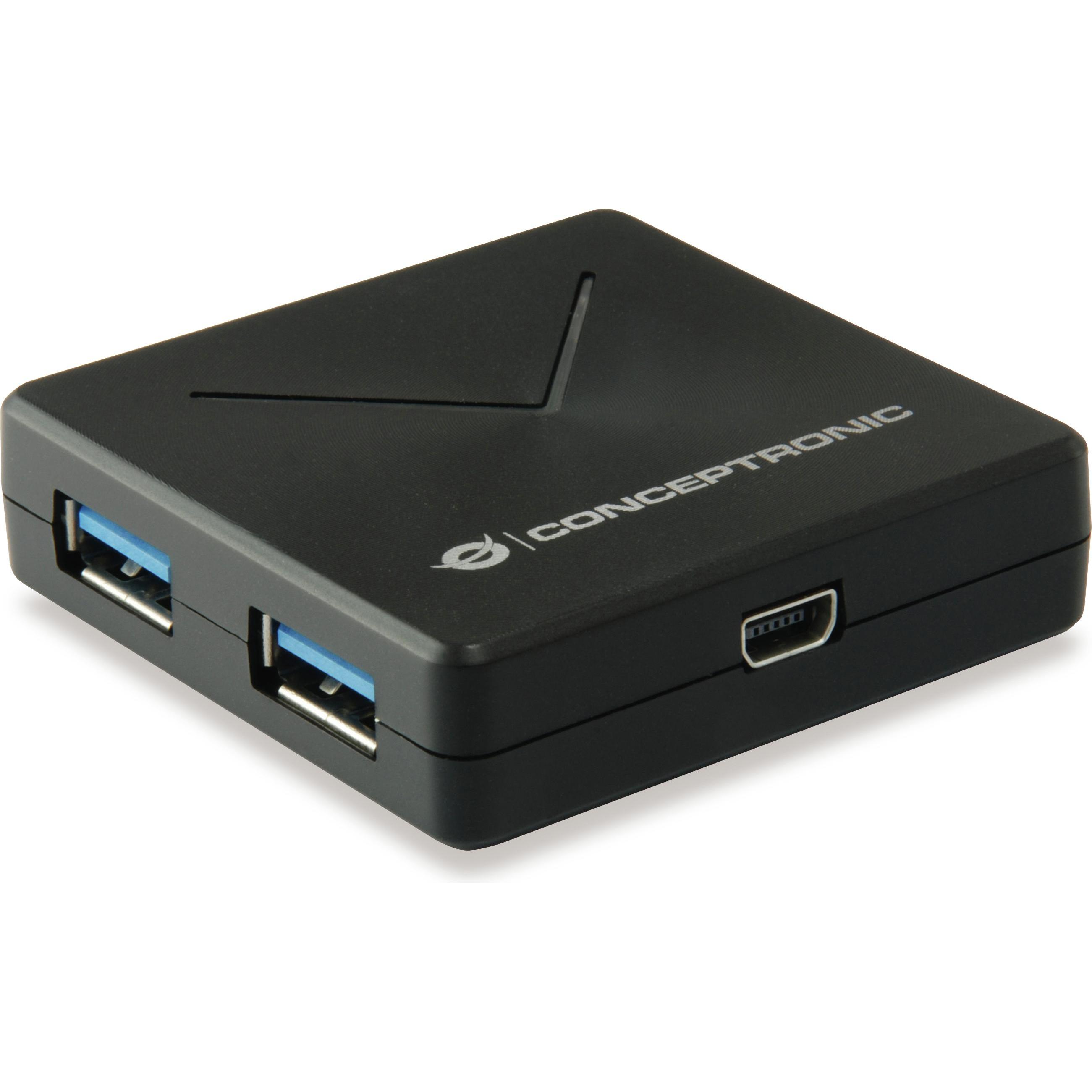 Conceptronic Usb-Hub (USB-C, 4 Ports), Dockingstation + USB Hub, Schwarz