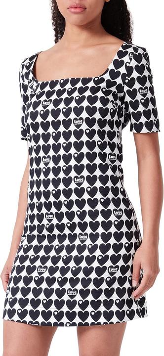 Love Moschino Dames slim fit short met vierkante neklijn, wit zwart, 46, wit zwart, 46 (46)