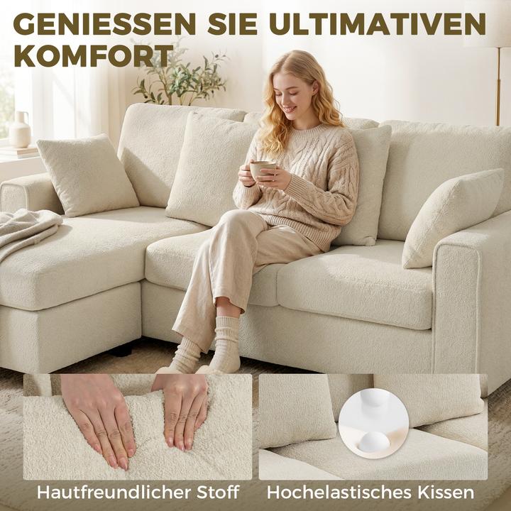 Actual product image Homcom Ecksofa Polyester, Metall Beige (Corner sofa)