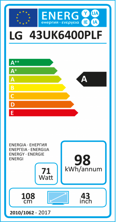 Energy Label LG 43UK6400PLF (43", LCD, 4K, 2018)