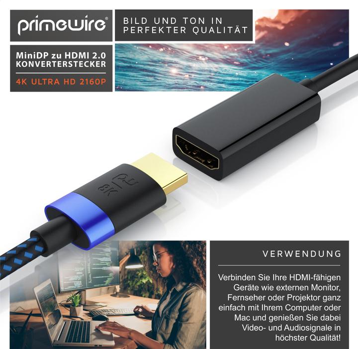 Image du produit Primewire Mini Display Port – HDMI (0.10 m, DisplayPort, HDMI, 1.4)